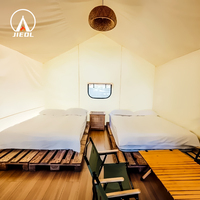 Tenda Glamping Safari Mewah untuk Keluarga Besar di Luar Ruangan dengan Pintu Kaca dan Kamar Mandi