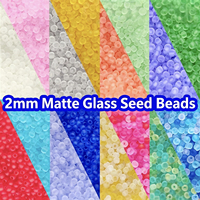 Perles de verre givrées mates de 2 mm, qualité supérieure, 20 g, pour la création artisanale de bracelets, colliers, boucles d'oreilles et accessoires de bijoux