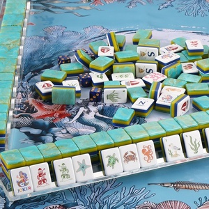 Juego de Mahjong con Temática Oceánica, Fichas Acrílicas con Sirenas y Criaturas Marinas para Reuniones Familiares, Elegante Regalo para Amantes <span class=keywords><strong>del</strong></span> Mahjong - Product Image 3