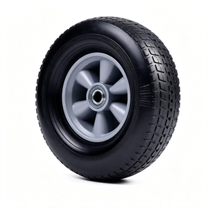 8x2.5 Inch <b>Flat</b> Free Solid Rubber Wheel All Terrain Tread Grey Plastic Spoke Rim Wheel for Hand Truck Garden <b>Trolley</b> Utility Car - Product Image 1