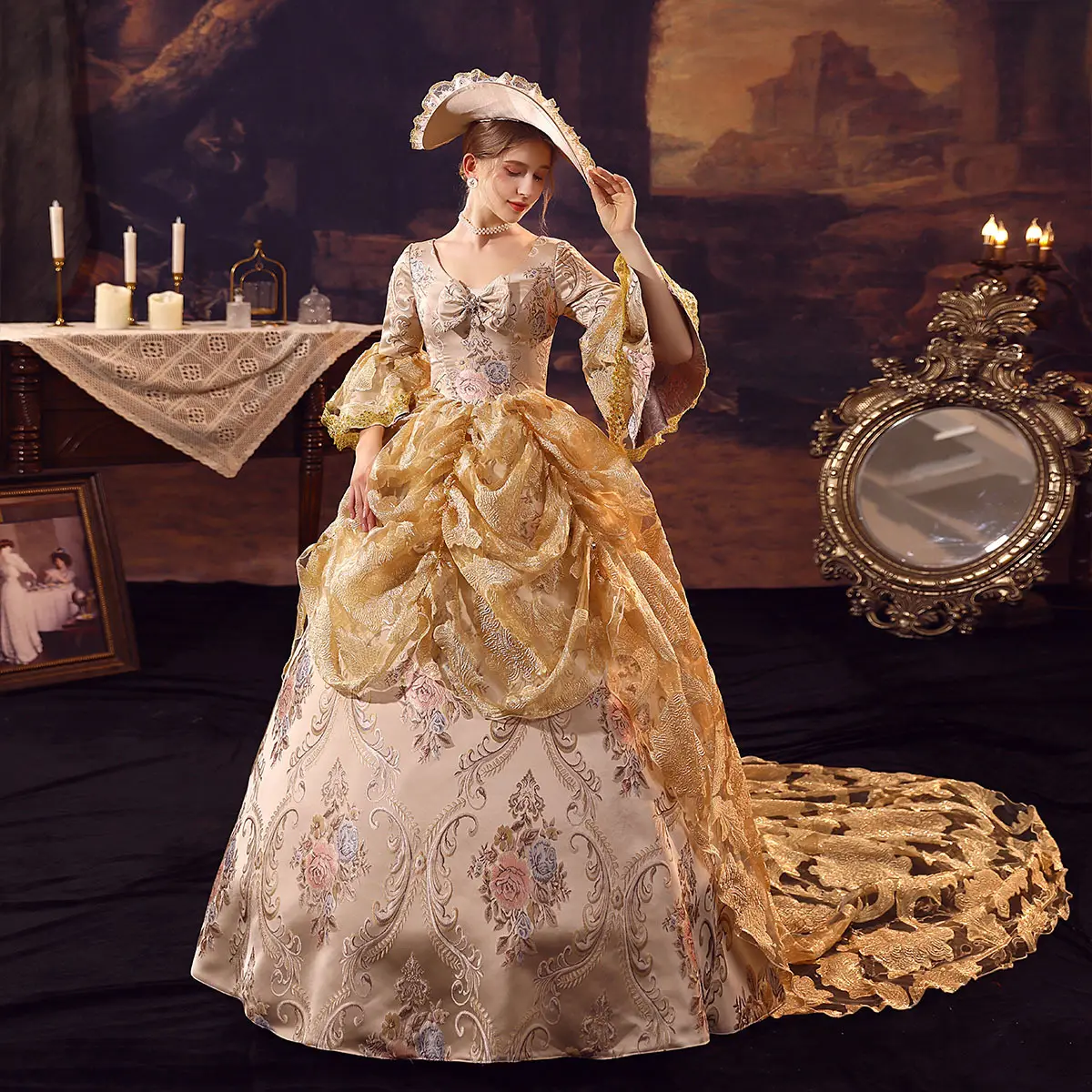 Rococo victorien-robe de bal Baroque Marie Antoinette pour femmes, robe de théâtre de la période historique de la Renaissance du 18ème siècle