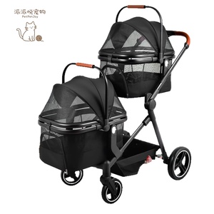 Trọng lượng nhẹ đơn và đôi tích hợp vật nuôi xe đẩy có thể gập lại mèo và chó Xe đẩy cho 2 vật nuôi vừa nhỏ Xe đẩy em bé - Product Image 1