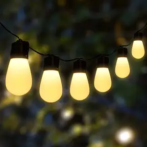 مصباح LED تجاري للاستخدام في الهواء الطلق, مصباح LED تجاري 48ft مع 15 مآخذ ساقطة 2 واط LED S14 لمبات تشمل مصباح سلسلة اديسون عتيق مضاد للماء