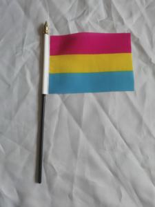 Poliéster 4x6 pulgadas LGBTQ Sin etiqueta Orgullo sexual Bandera de palo de mano con poste negro sólido para el mes del orgullo - Product Image 6