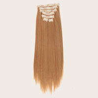 Extensions de cheveux synthétiques à clipser, longues et droites, effet ombré, résistantes à la chaleur, avec 7 pièces/ensemble, 160 grammes