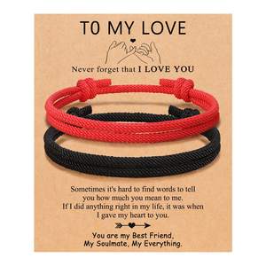 21 estilo Milán <span class=keywords><strong>Mano</strong></span> cuerda alma compañero pareja Dí<span class=keywords><strong>a</strong></span> de San Valentín. pulseras de cumpleaños regalo <span class=keywords><strong>novio</strong></span> negro blanco rojo brazalete - Product Image 6