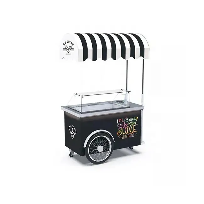 2022 nuovo carrello del gelato dell'australia del dispositivo di raffreddamento dell'esposizione Mobile commerciale con l'ombrello