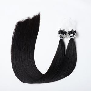 Chất lượng hàng đầu <span class=keywords><strong>Micro</strong></span> Vòng Vòng Liên Kết Brazil Remy Trinh Nữ phần mở rộng tóc con người 100% thực màu đen tóc con người xương sóng thẳng - Product Image 3