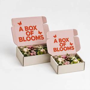 Boîtes d'expédition en carton ondulé recyclables imprimées pour fleurs et cadeaux, emballage en papier pliable avec logo personnalisé - Product Image 1