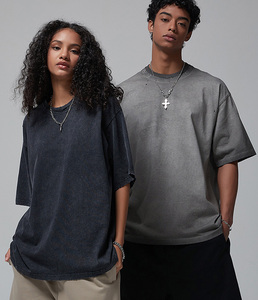 Custom Raw Cut Distressed High Street Washed Blank 250G 100% algodón camiseta Boxy Vintage camiseta HeavyWeight hombres camiseta para hombres - Product Image 3
