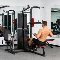 Appareil de musculation tout-en-un, machine de gym complète à charge sélectionnable, multifonction trois stations