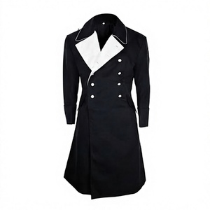 <b>Black</b> Double Breasted <b>Men's</b> Trench Greatcoat Contrast Lapel Long <b>Overcoat</b> Formal Outdoor Outerwear - Product Image 1