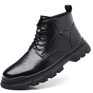 รองเท้าบูทมาร์ตินฤดูหนาวสำหรับผู้ชาย บุขนหนา มีเชือกผูก ป้องกันความหนาวเย็น รองเท้าทำงาน หัวมน หนังแท้ หุ้มข้อสูง - Product Image 5