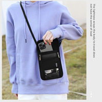 Portefeuille de cou en nylon avec blocage RFID, pochette de voyage pour passeport |   Anti-vol |   Léger et réglable pour les vacances et les aéroports