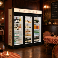Vitrine Réfrigérée à Trois Portes en Verre, Refroidissement par Air, Éclairage LED, 1500L, pour Chocolaterie