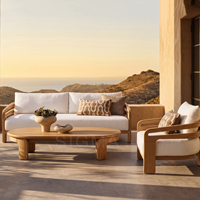 Einfaches Luxus-Massivholz-Teakholz Öko-Outdoor-Möbelset Modernes Patio-Villa Vielseitiges Freizeit-Massivholz-Sofa
