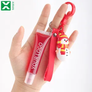 Lipgloss Hadiah Natal Dasar Air Pabrikan Lip Tint Jelly Tanpa Logo Kualitas Tinggi Grosir Lip Gloss Kustom dengan Gantungan Kunci