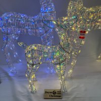 Ensemble de 3 rennes pliables en fer avec lumières LED, étanches IP44, écologiques, décoration de Noël extérieure pour la maison