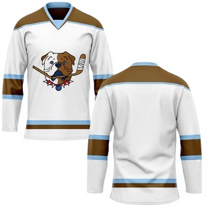 Maillots de hockey imprimés OEM, logo personnalisé, nom de l'équipe, 100% polyester, séchage rapide, uniformes de hockey sur glace, col en V, double sangle, trois-quarts - Product Image 3