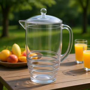 Jarra de agua de 2.5 cuartos, libre de BPA, de plástico, con boquilla y tapa, para servir jugo, uso en fiestas, diseño moderno - Product Image 2