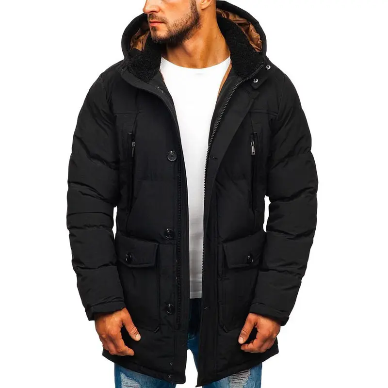 YiXin erkek ceket ve mont 2022 kalın sıcak düz renk kapşonlu kabarcık ceket erkek kışlık mont erkekler için