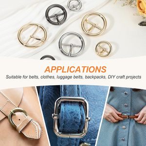 Boucle de ceinture à une seule pointe, boucle à rouleau métallique, boucles à barre centrale ronde pour la fabrication de ceintures et de sacs, quincaillerie en cuir - Product Image 6