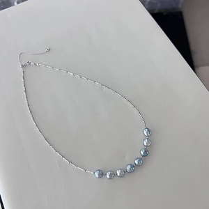 Collar de plata 925 con forma Barroca de Akoya, Perla natural de grado A, color gris del Mar del Sur, 8-9mm - Product Image 4