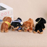 Porte-clés en peluche chien teckel mignon et habillé, jouet pendentif, rembourré en coton PP, cadeau de vacances pour enfants, à partir de 14 ans, 13 cm