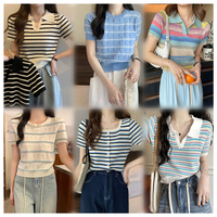 2025 printemps décontracté mélange vêtements balles Jersey T-shirt tricoté, Stock Lots mode Style T-shirt tricot hauts tricotés