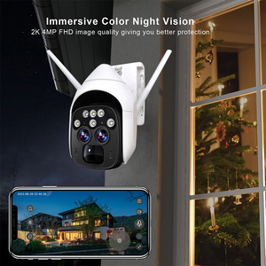 Caméra de sécurité solaire <span class=keywords><strong>WiFi</strong></span> Nie avec projecteur, sirène intégrée, audio bidirectionnel, stockage cloud et vision nocturne couleur - Product Image 4