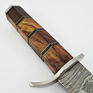 Custom Handmade Damascus Bowie Knife Knife OEM Supported Fixed Blade Leather Sheath Outdoor Survival - Product Image 4