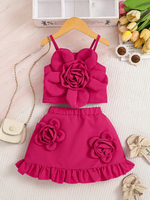 Ensemble deux pièces mignon pour filles - Ensemble jupe courte et haut à col pour bébé fille