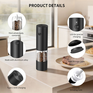 EG-A Best Selling Rechargeable Electric Pepper Grinder Transparent <strong>Container</strong> Dustproof Cover Spice Pepper Seasoning Grinder - Product Image 4