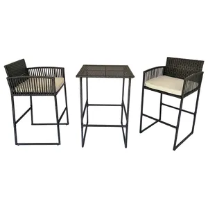 Factory Direct Supply Outdoor rattan wicker bar table bar chair stool for garden patio bistro