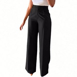 I-0532 Slim Straight <b>Pants</b> Women New Style High Waist Loose Spring Formal Waterproof Eco-Friendly <b>Boot</b> Cut Drawstring Closure - Product Image 2