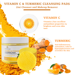 Nettoyant Exfoliant Visage Bio à <span class=keywords><strong>la</strong></span> Vitamine C Marque Blanche, Tampons Nettoyants Éclaircissants et Blanchissants pour Femmes - Product Image 5