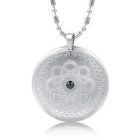 Pendentif énergétique quantique en acier inoxydable plaqué or, avec 7 pierres énergétiques, design géométrique - Cadeau tendance pour la santé