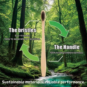 caixa kraft reciclável ecológico escova descartável natural biodegradável adultos crianças personalizado gota bambu escova - Product Image 5