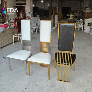 LEDA Mobilier d'hôtel haut de gamme Chaise de mariage en acier inoxydable à dossier haut or argent pour fête et événement Chaise de style - Product Image 3