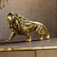 Décoration de maison de luxe, moules en résine, sculpture de lion doré, statues d'animaux pour la décoration de table, décoration de salon, bureau, armoire à vin