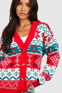 2025 Custom Women's Winter Top Sweaters Long Sleeve Slim <strong>Knitted</strong> Button Open Front Cardigan <strong>Ladies</strong> Thick <strong>Knit</strong> Ugly Christmas - Product Image 4