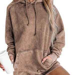 เสื้อฮู้ดลำลองแขนยาวสำหรับผู้หญิง, เสื้อสวมหัวน้ำหนักเบามีกระเป๋าสีทึบทรงหลวมเสื้อกีฬาขนาด XS สำหรับฤดูหนาว - Product Image 2