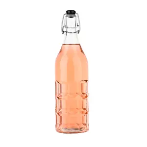 32盎司热卖产品低价批发方形格子图案啤酒瓶饮料瓶金属夹玻璃罐