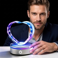 100mm K9 Kristallen Hartvormige Blank Lasergraveerblokken Fotolijstje Touchschakelaar Lichtbasis met Zwarte Luxe Geschenkdoos