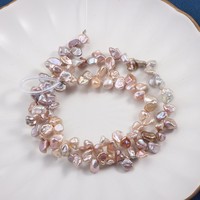 Perles naturelles baroques recyclées sans noyau Fairy Petal 5-6mm, chaîne en vrac DIY, une pièce environ. 38-39 cm de long
