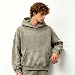 <b>Men's</b> <b>Grey</b> Oversized Pullover Hoodie Wash Letter Logo Front Pocket Casual Hooded <b>Sweatshirt</b> Hoodie For <b>Man</b> - Product Image 4