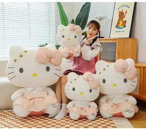 Buena calidad de gran tamaño famoso Anime dibujos animados muñecas falda Hello Cat Kitty juguetes de peluche para niñas mujeres