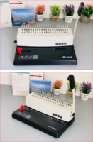 CYS308 Machine à relier manuelle 21 trous, base métallique, capacité de perforation 15 feuilles, capacité de reliure 250 feuilles, pour bureau, école, maison, relieur de livres à peignes
