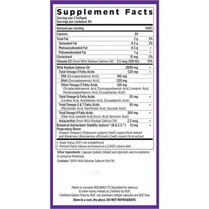 Salmon Joint Eye Support Wild Alaskan Salmon Oil Omega-3 DHA EPA Softgels Astaxanthin 2000mg Fish Oil Supplement Softgels