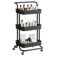 Chariot de beauté à 3 niveaux pour salon de coiffure, pédicure, spa, manucure, chariot de beauté doré avec roues verrouillables